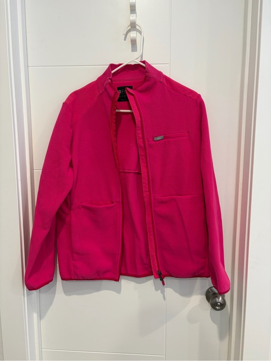 Figs Jackets & Blazers - Figs On Shift Fleece Scrub Jacket Hot Pink